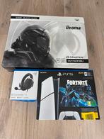 PlayStation 5 Slim (garantie) + Headset + Gaming Monitor, Spelcomputers en Games, Spelcomputers | Sony PlayStation 5, Ophalen of Verzenden