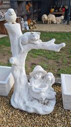 Beton,  poes in boom, kindje met hond , vogeltje, Ophalen, Nieuw, Beton, Dierenbeeld