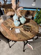 Eetkamertafel Tess Ø 130 ruw hout (Riverwood) met spinpoot., Huis en Inrichting, Tafels | Eettafels, Ophalen, Overige materialen