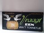D.W. vraagt een van 't zonnetje wijnen likeur reclame karton, Verzamelen, Merken en Reclamevoorwerpen, Ophalen of Verzenden, Gebruikt