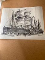 Houtskool Artist Impression Schip Frans Naerebout 1915-1988, Ophalen