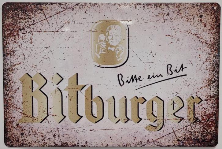 Bitburger bitte ein bit bier reclamebord van metaal wandbord, Verzamelen, Biermerken, Nieuw, Reclamebord, Plaat of Schild, Overige merken