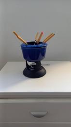 fondueset blauw gietijzer, Witgoed en Apparatuur, Fonduesets, Ophalen of Verzenden, Zo goed als nieuw, Brander, Fondueset