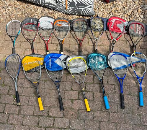 Dunlop Squash Rackets - Partij van 15 stuks, Sport en Fitness, Squash, Gebruikt, Racket, Met hoes, Ophalen of Verzenden