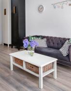 witte salontafel met mandjes, Ophalen, 100 tot 150 cm, Zo goed als nieuw, Overige houtsoorten