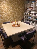 tafel, Huis en Inrichting, Tafels | Eettafels, Ophalen, Gebruikt, Vierkant, Vijf personen of meer