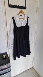 Jurkje wit blouse met zwarte alijn jurk aan vast maat 52 54, Jurk, Ophalen of Verzenden, Zo goed als nieuw, Zwart