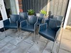 Topform leren Eetkamerstoelen 6x, Huis en Inrichting, Stoelen, Ophalen, Blauw, Leer, Zo goed als nieuw