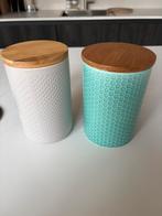 Xenos voorraadpotten twee stuks houten deksel, Ophalen, Zo goed als nieuw