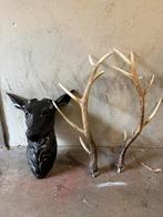 Hertenkop wanddecoratie, Ophalen, Zo goed als nieuw, Zilver, Overige materialen