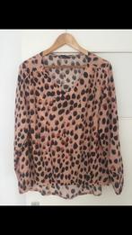 Panter print viscose dames blouse., Ophalen of Verzenden, Zo goed als nieuw, Maat 42/44 (L), Beige