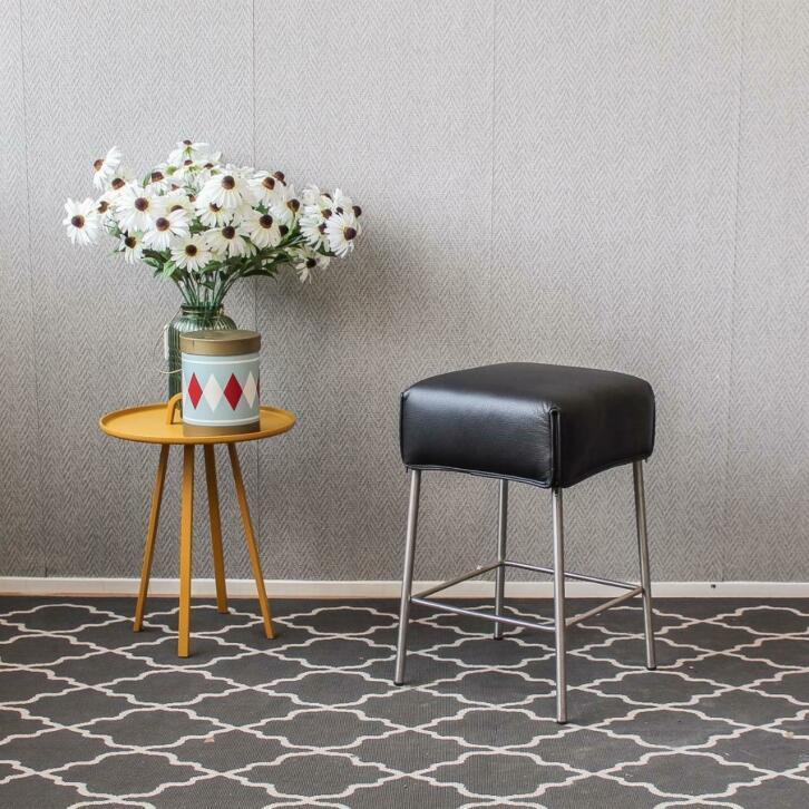 6x Montis Samba barkruk zwart leder - laag model - rvs, Huis en Inrichting, Barkrukken, Zo goed als nieuw, Leer, Ophalen of Verzenden