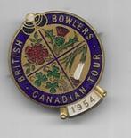 1954 EMAILE CANADA BROCHE BRITISCH BOWLERS BROCHE SPELD, Verzamelen, Speldjes, Pins en Buttons, Gebruikt, Ophalen of Verzenden