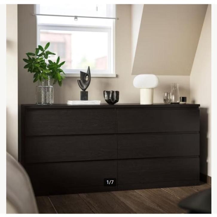 Ikea ladekast/dressoir Malm zwartbruin 6 laden, Huis en Inrichting, Kasten | Ladekasten, Gebruikt, Minder dan 100 cm, 50 tot 100 cm