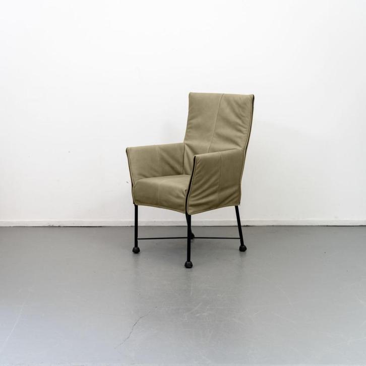 6x Montis Chaplin Tobago Green - zwart frame met dop, Huis en Inrichting, Stoelen, Zo goed als nieuw, Leer, Metaal, Overige kleuren