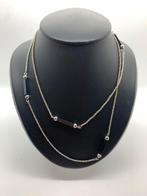V826 Prachtige zilveren ketting met onyx, Ophalen of Verzenden, Zilver, Ketting, Met edelsteen
