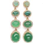 oorbellen 925 zilver met mooi Aventurijn Uniek stuk lang, Overige materialen, Nieuw, Ophalen of Verzenden, Met edelsteen