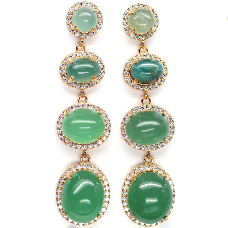 oorbellen 925 zilver met mooi Aventurijn Uniek stuk lang, Sieraden, Tassen en Uiterlijk, Oorbellen, Nieuw, Knopjes of Stekers