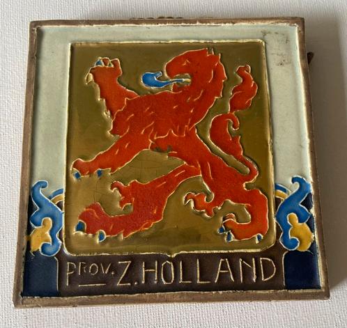 cloisonné tegel Westraven met wapen provincie Zuid-Holland, Antiek en Kunst, Antiek | Keramiek en Aardewerk, Ophalen of Verzenden