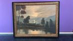 Olieverf schilderij landschap met gebouw, Ophalen