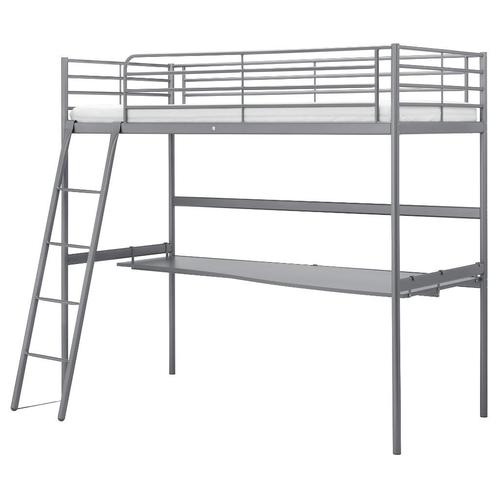 GRATIS: IKEA SVARTA Hoogslaper Zilvergrijs metaal (2x), Huis en Inrichting, Slaapkamer | Stapelbedden en Hoogslapers, Gebruikt