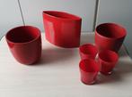 Rode binnenpotten, Tuin en Terras, Bloempotten, Gebruikt, Rond, Ophalen of Verzenden, Minder dan 25 cm