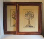 twee ingekaderde prenten lithos planetarium orrerey, Antiek en Kunst, Curiosa en Brocante, Verzenden