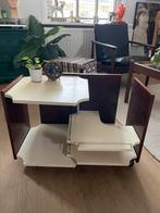Vintage Dranken Kastje Jaren 60 (met wieltjes), Minder dan 55 cm, Gebruikt, Rechthoekig, Hout