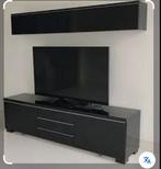 Set TV Meubel Hoogglans Zwart 2 stuk, Huis en Inrichting, Kasten | Televisiemeubels, Ophalen, 150 tot 200 cm, Zo goed als nieuw