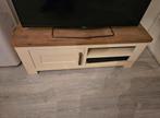 TV-Dressoir Lizzano, 11545, wit met acacia bovenblad, Huis en Inrichting, Ophalen