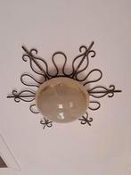 Vintage Plafondlamp gietijzer, Huis en Inrichting, Ophalen, Gebruikt, Glas