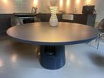 Grote ronde houten tafel -Antraciet gelakt., Ophalen, Gebruikt, Rond, Vijf personen of meer