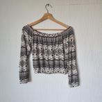 H&M beige crop top met print maat S, H&M, Verzenden, Beige, Nieuw