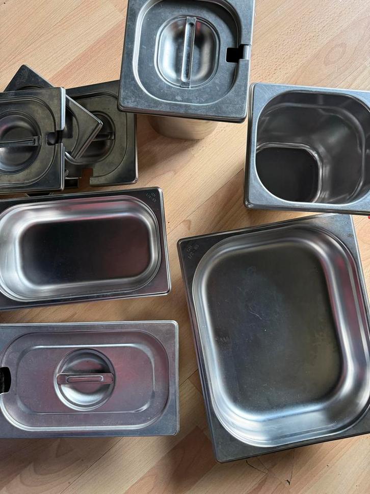 Gastronormbakken, Huis en Inrichting, Keuken | Potten en Pannen, Gebruikt, Overige typen, Rvs, Inductieplaat, Keramische plaat