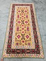 Handgemaakt Retro wol Smyrna tapijt floral geel 92x183cm, Crème, Gebruikt, Onbekend, Onbekend