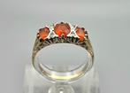 Gouden Vintage ring edelsteen vuuropaal en diamant. 2025/426, Oranje, Ophalen of Verzenden, Zo goed als nieuw, .