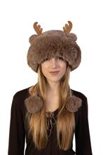 Muts Rendier Donkerbruin Gewei Hert Kerst Kerstmis, Ophalen of Verzenden, Zo goed als nieuw, Overige maten, Muts