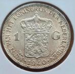 mooie 1 gulden 1940, Zilver, Koningin Wilhelmina, 1 gulden, Ophalen of Verzenden