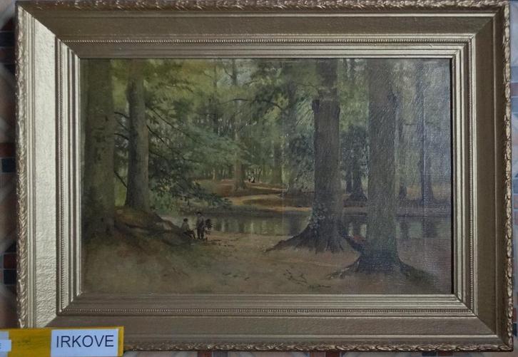 BOS DOORKIJKJE * OLIEVERF OP LINNEN * GRAAG LEZEN en Meten, Antiek en Kunst, Kunst | Schilderijen | Klassiek, Ophalen of Verzenden