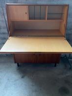 Teak Mid Century klepkast met werkblad , secretaire, Gebruikt, Ophalen of Verzenden, Mid Century