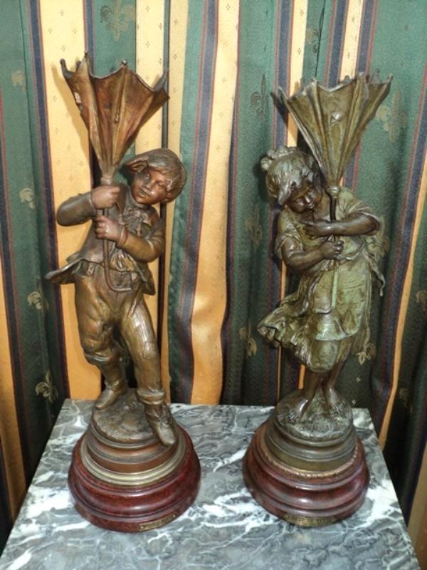 2 zamak beelden kinderen, Antiek en Kunst, Antiek | Koper en Brons, Ophalen