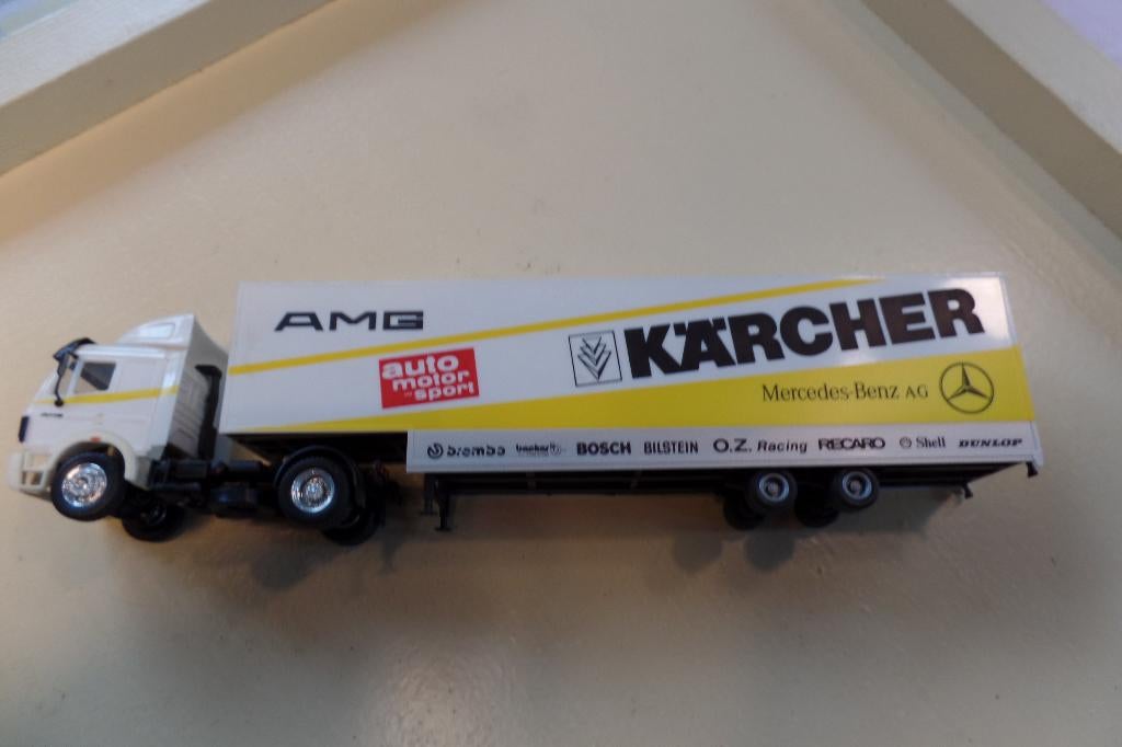 Mercedes trekker / oplegger Karcher (Herpa), Verzenden, Gebruikt, Bus of Vrachtwagen, Herpa
