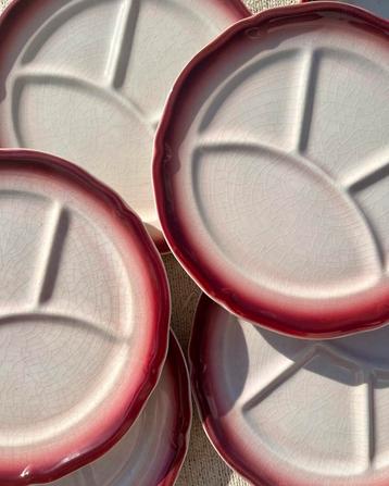 Vintage fondueborden bordeaux frans feestdagen tapas beschikbaar voor biedingen