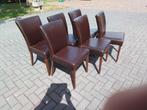 6 bruine leren stoelen., Huis en Inrichting, Stoelen, Ophalen, Gebruikt, Bruin, Leer