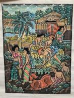 Balinese volkskunst beschilderd canvas doek, Verzenden