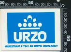 Sticker: Urzo - Meppel (2), Verzamelen, Stickers, Ophalen of Verzenden, Zo goed als nieuw, Bedrijf of Vereniging
