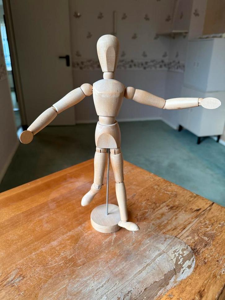 Houten Ledenpop / Tekenpop, Hobby en Vrije tijd, Knutselen, Gebruikt, Materiaal, Ophalen