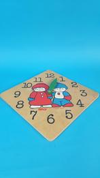 Vintage houten klok, leren klok kijken, Sio Holland. K13, Kinderen en Baby's, Speelgoed | Houten speelgoed, Tweedehands verkoop
