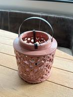 Oud Roze Keramiek Windlicht - 22/19cm, Huis en Inrichting, Woonaccessoires | Kandelaars en Kaarsen, Ophalen, Overige materialen