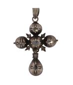 Diamanten fraai antieke kruis ketting hanger groot zilver